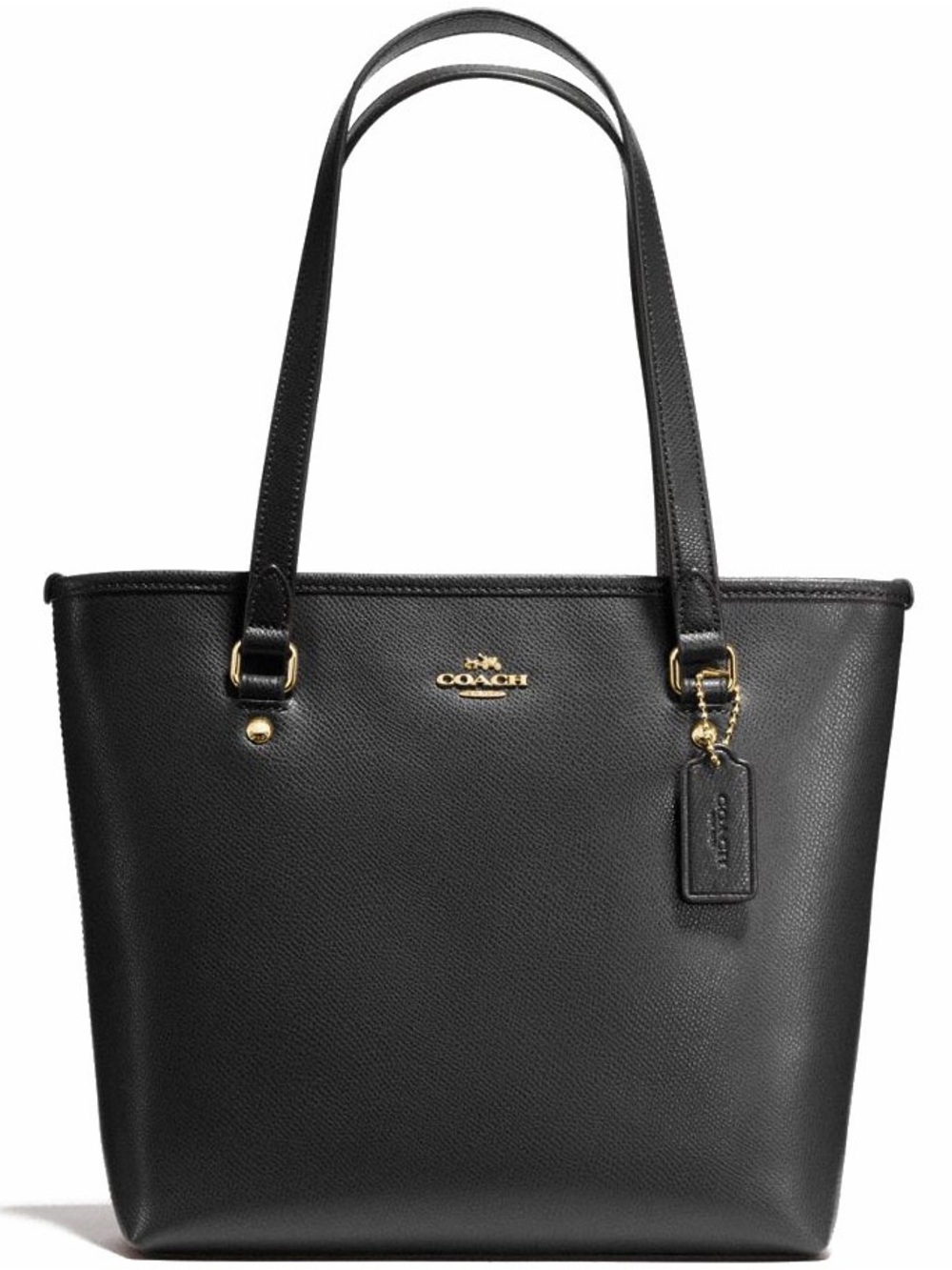 Coach Black Pebbled Leather Tote with Gold Hardware